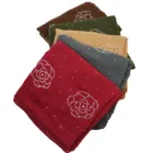 Chiffon Long Scarf Chiffon Long Wide Shimmer Rose RhineStone Crystal Scarf Hijab Stole Wrap