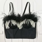 Top Bead Summer Tube Clothing Ladies' Strapless Top With Tassel And Bead Top For Women Party Wear