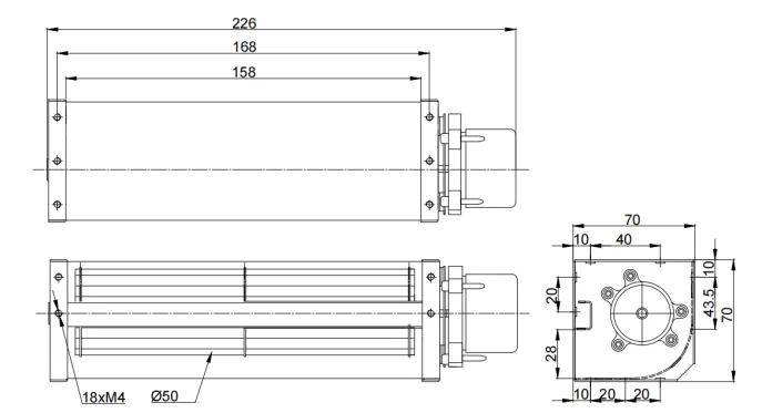 Cross Flow Fan, Tangential, 12 VDC, 64.74 CFM - detail 8