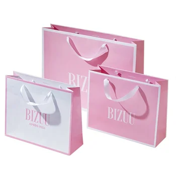 Personalised avec logo sac en emballag kraft carrier clothes packaging bags Custom shopping paper gift bags for boutique