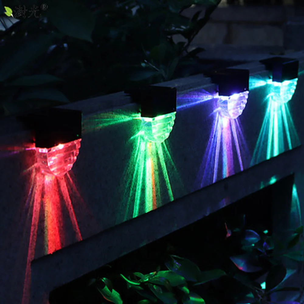 Dusk to down acrylic warm white & RGB outdoor solar deck wall light for fence exterior wall