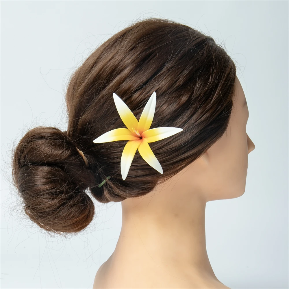 Hawaii Inspired 9CM EVA Foam Spider Lily Ear Pick Tiare Crown & Hair Clip for Wedding & Island Party Decorative Hairpieces