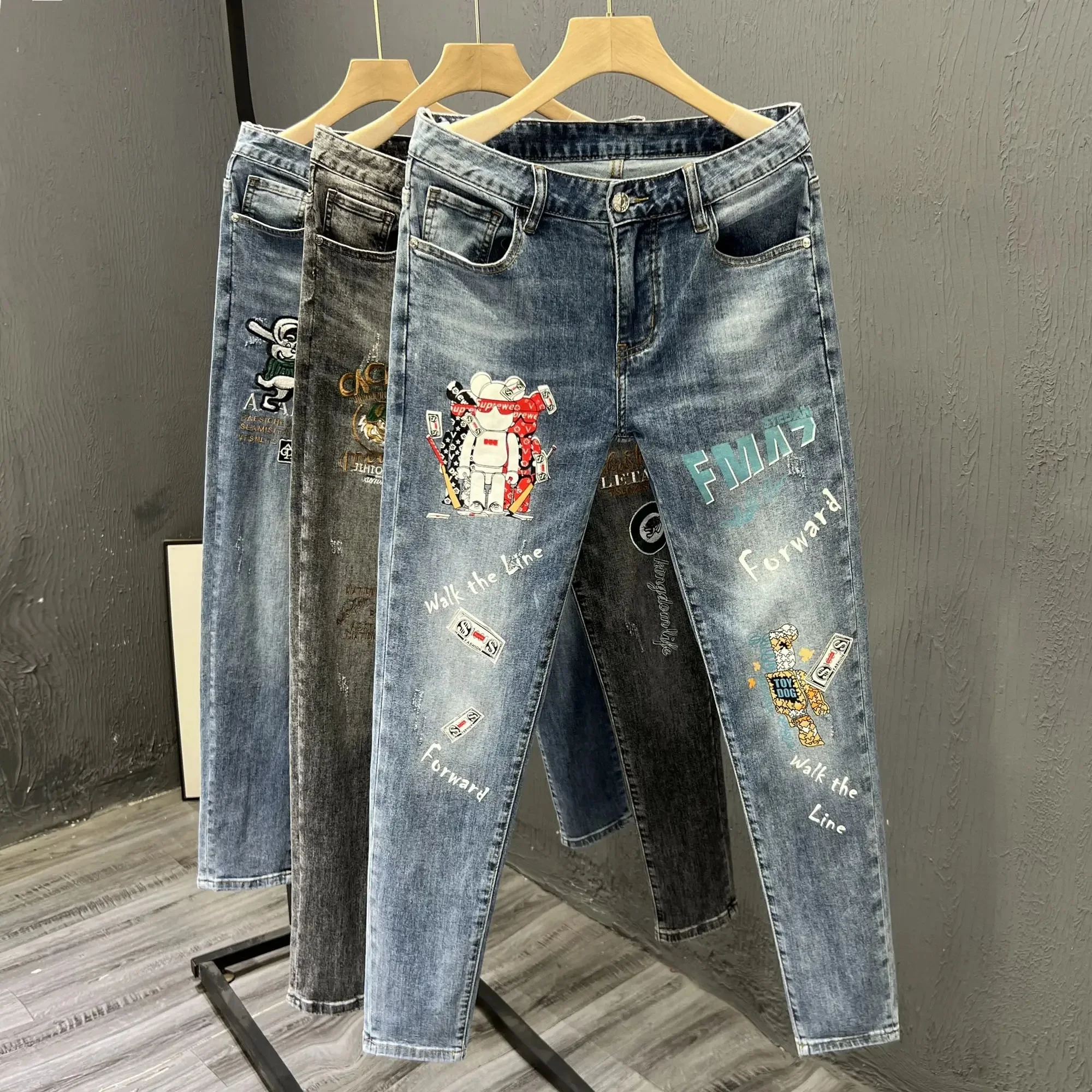 2024 new arrivals Ripped jeans streets styles purple brand jeans denim ripped men's jeans