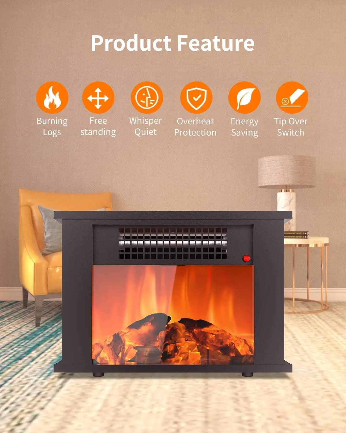 Flame Effect Electric Fireplace, 1000W, 110-240V - detail 18