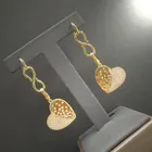 Metal Gold Earrings Fashion Metal High Quality Gold Chain Inlaid Zircon Heart-shaped Drop Earrings