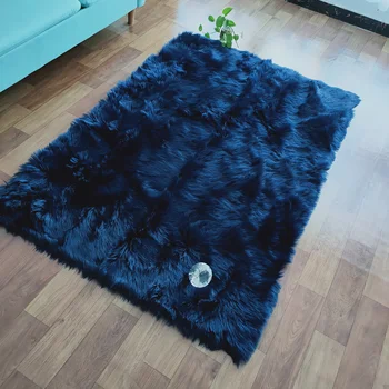 Customized square faux fur fake sheepskin shaggy area rugs multicolor white faux fur carpet