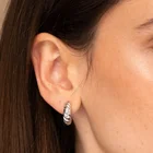 Hoop Earrings Hoop 925 Fashion 925 Sterling Silver Minimalist Rope Twisted Dome Hoop Women Earrings