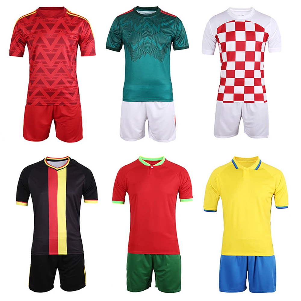 Quick dry short sleeve soccer kit t shirt Jersey thai team custom soccer uniform retro football jersey reversible soccer jersey