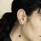 Jewelry Gemstone Drop Gemnel Jewelry 14k Gold Plated Dainty Gemstone Jewelry Brass Handmade Malachite Drop Earrings