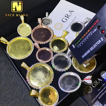 Hot Sale Pass Diamond Tester Customized Moissanite Photo Pendant Compilation 925 Silver Hip Hop Rock Iced Out Photo Frames Gift