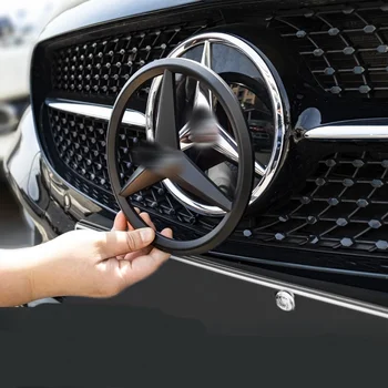 18.5cm ABS covered self-adhesive improved front grille badge sticker, suitable for Mercedes Benz ABCES level GLC GLB