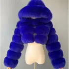 Jacket 2021 Lady's Trendy Short Cropped Hooded Faux Fur Jacket Women Faux Fox Fur Coat