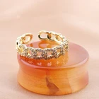 Jeweled Rings Jeweled Open Rings Chain CZ Claw Set Gold Plated Finger Rings For Woman