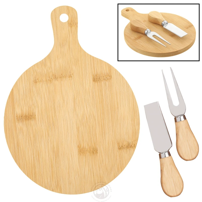 China Manufacture Bamboo Pizza Board Paddle Rounded Edges with Handle Cheese Board