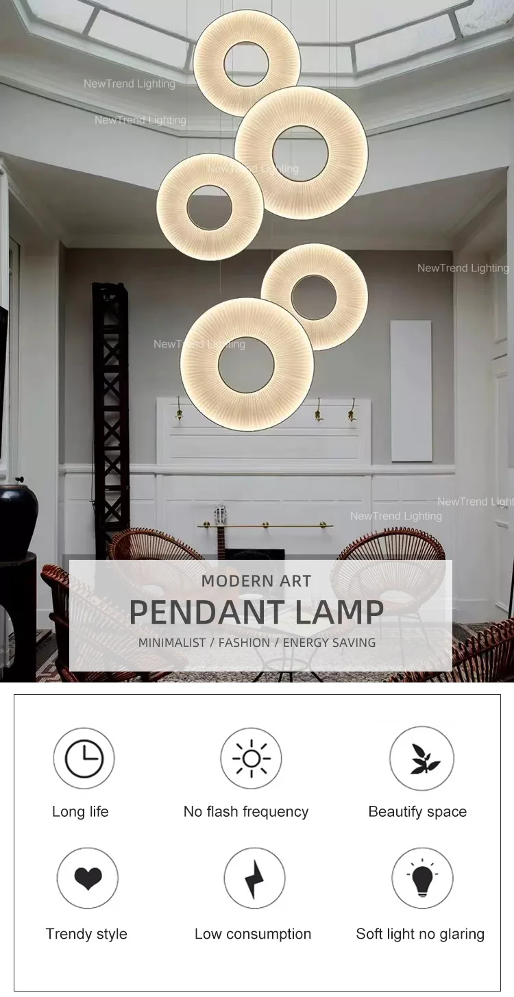 CPL-295 Contemporary Style Indoor Decoration Hanging Fixture Dining Room Living Room Ring LED Pendant Light manufacture