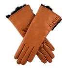 Gloves Womens Classic Fashion Warm Plain Style Woman Putting On Leather Gloves