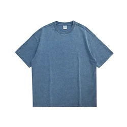 Blank Plus Size Heavy 265 Gsm T-Shirts 100% Cotton Custom Made Oversized Vintage Washed Tshirt