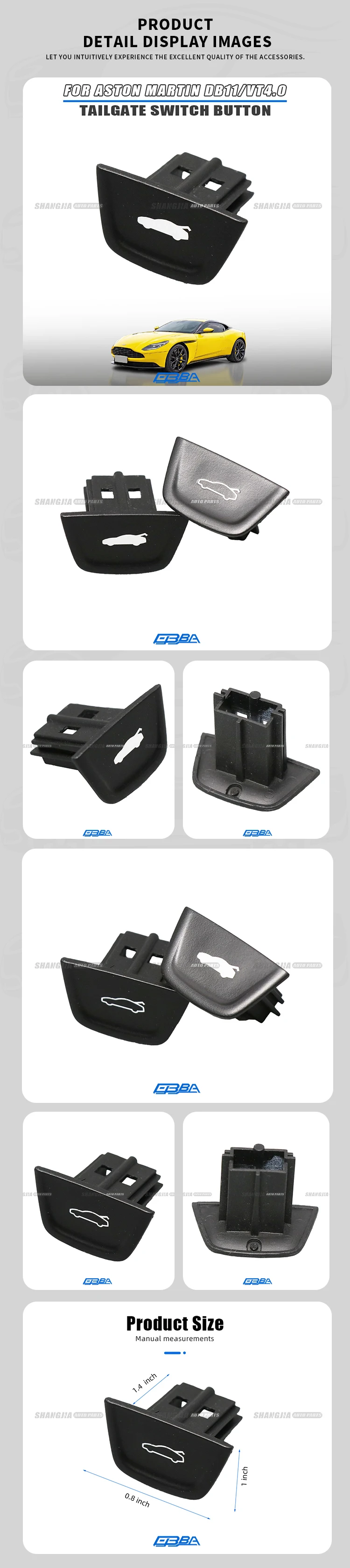 Plastic Car Trunk Lid Switch Button For Aston Martin DB11 Vantage 4.0 DBS 2016 2024 HY53-14540-AW Tailgate Trunk Switch Button details