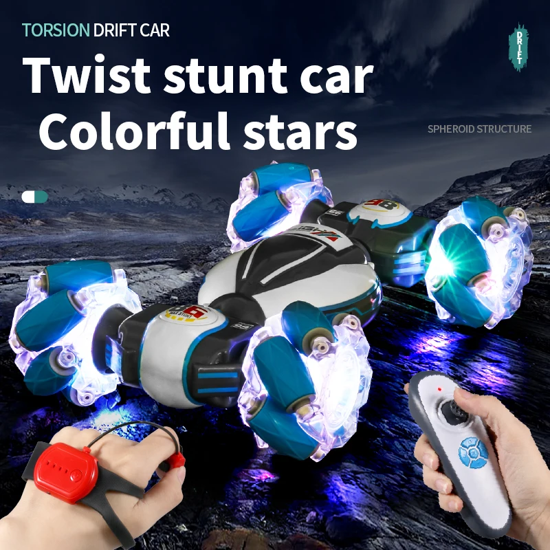 2.4Ghz Gesture RC Stunt Twist Car Hand Control Remote Twist Cars 4WD Watch Gesture Sensor Rotating Drift RC Car Toy