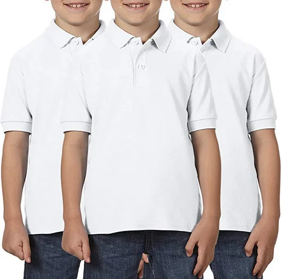 2 chicos de la Escuela Camisas Polo de Calidad Blancos Manga Corta 100% algodón edad 3-16 años 
