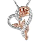 Heart Pendant Hot Sale Women's Creative Heart Shaped Rose Rhinestone Pendant Necklace