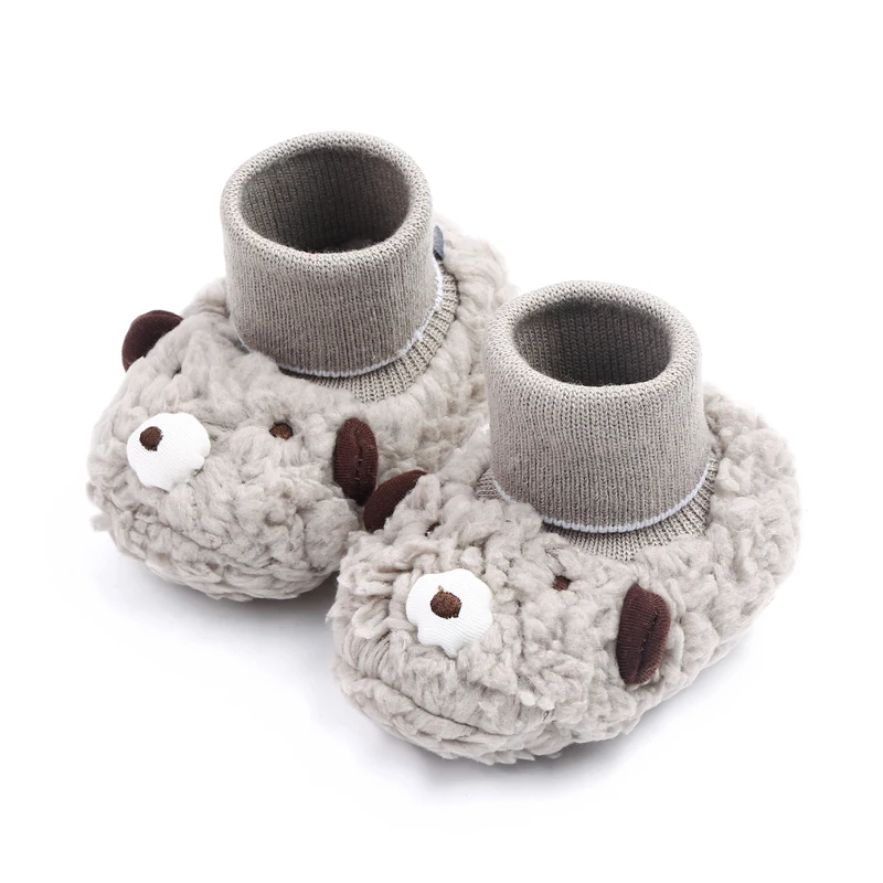 Cute Cartoon Solid Color Furry Animal Autumn and Winter Baby Comfortable Warm Socks Cotton Boots manufacture