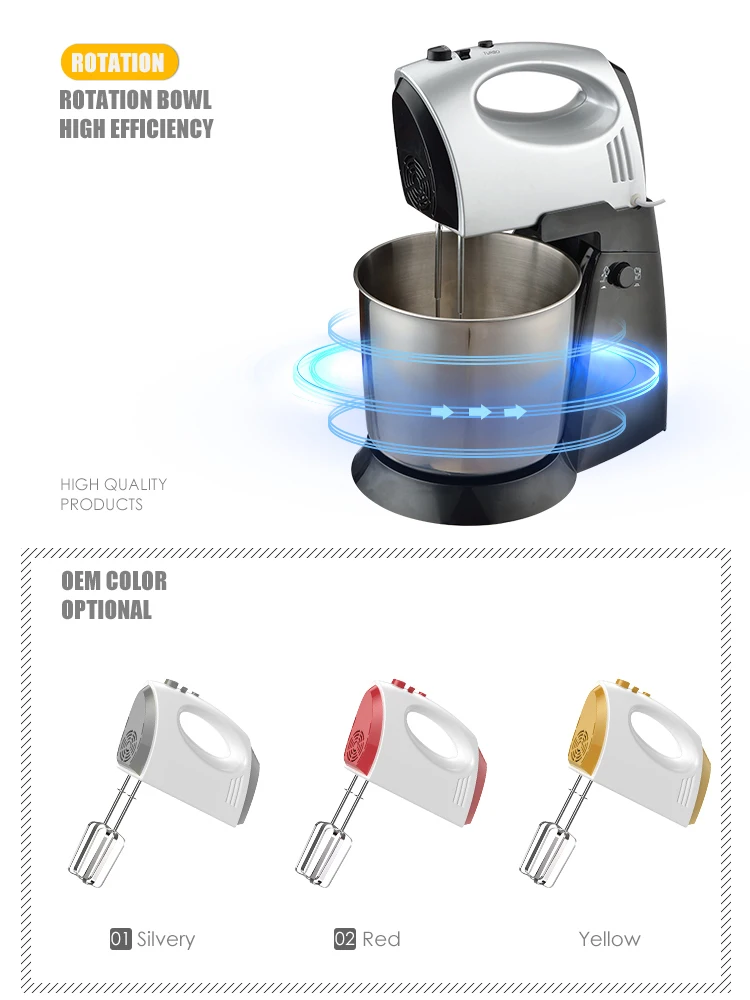 Batedeira manual para máquina de alimentos de cozinha moderna com tigela de aço inoxidável