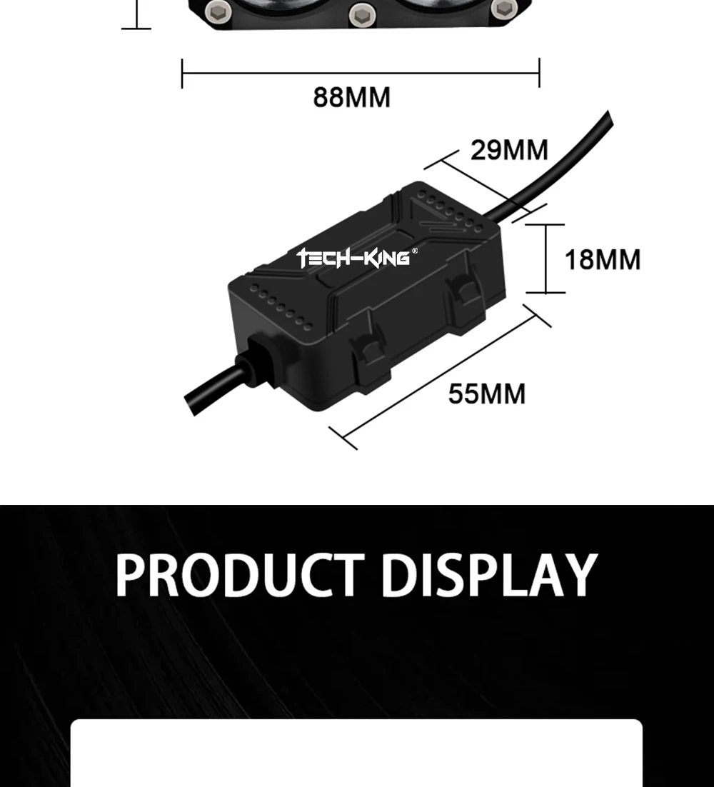 TECH-KING G02 Motorcycle parts 3 Colors All-In-One 90W Ip67 Waterproof Led Spotlight For Motorcycles Matrix Led Laser Spotlight