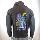 Black Hoodie Wholesale Custom Fashion Black Print Hip Hop Men Zip Up Hoodie Custom