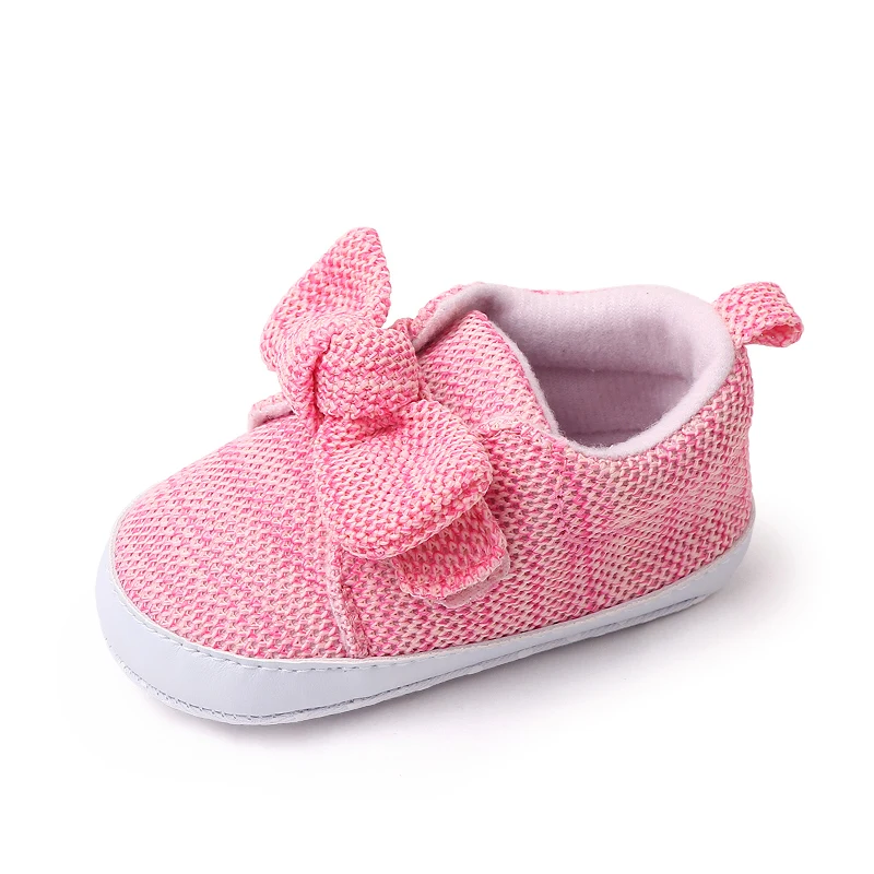 Spring and Autumn New Knitted Bow 0-1 Year Old Baby Princess Soft Soled Shoes for Girls factory
