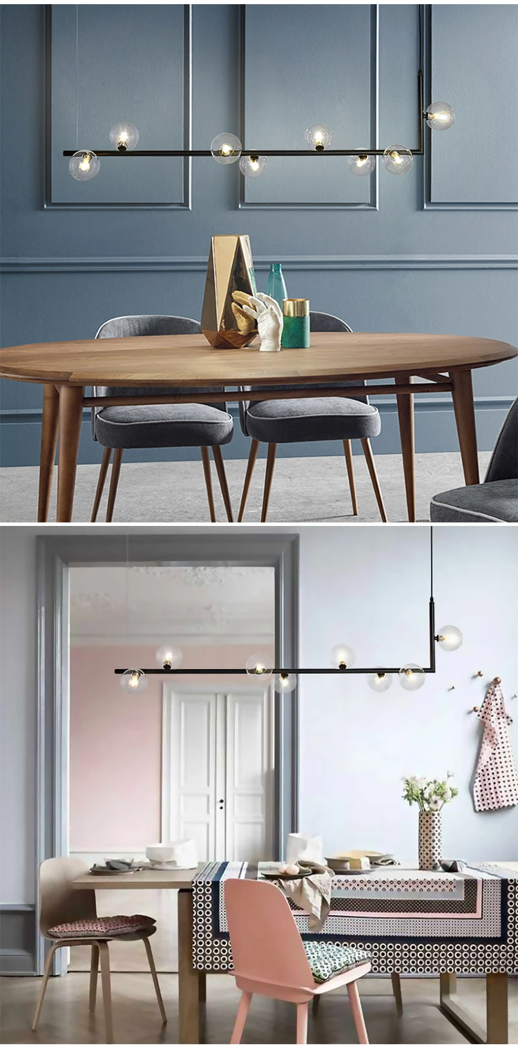 pd8811 new design indoor decoration fixtures iron glass black led pendant light-3