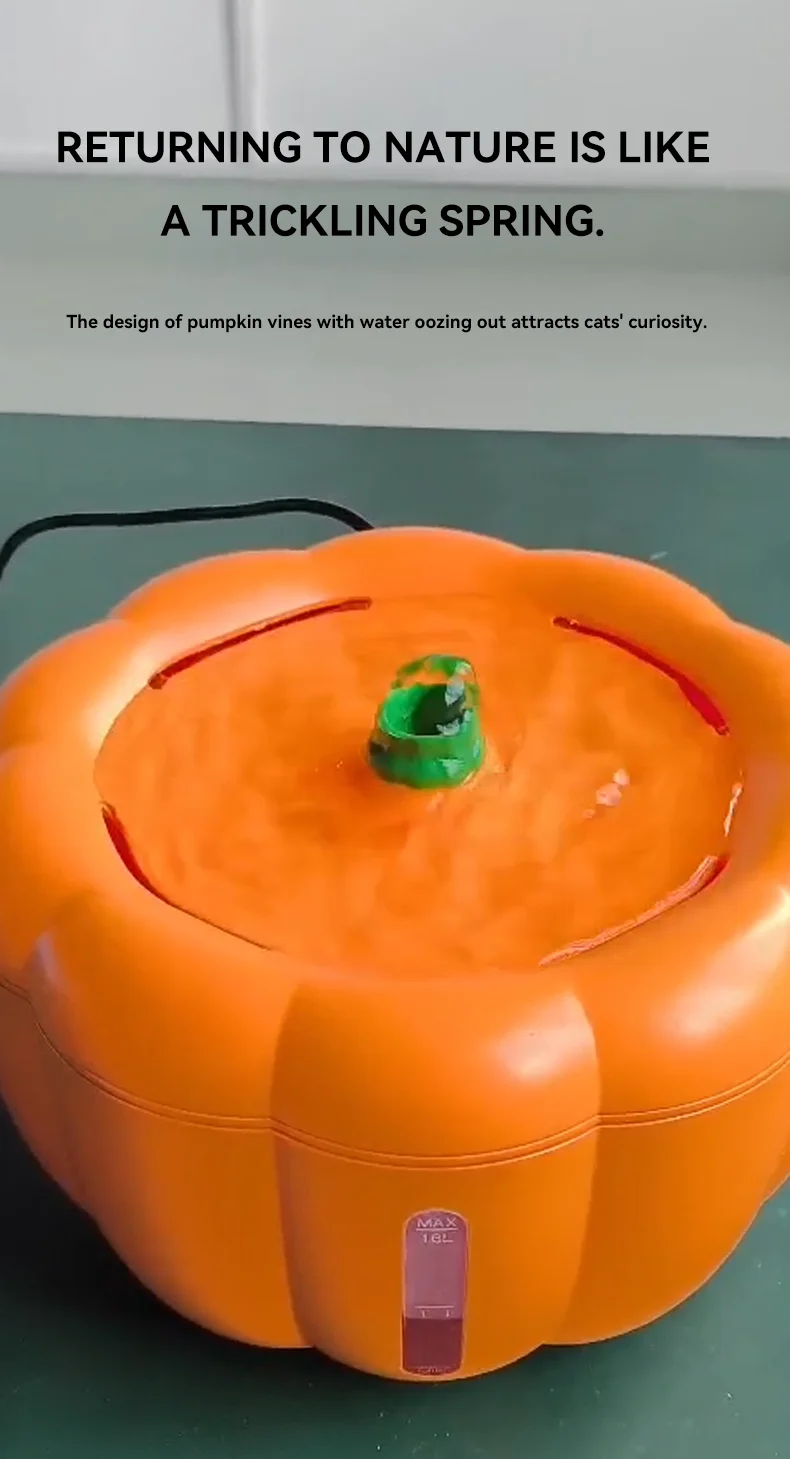 Customizable New Pumpkin Shaped Smart Pet Water Dispenser 1.5L Silent Dog Cat Water Feeder Pet Supplies factory