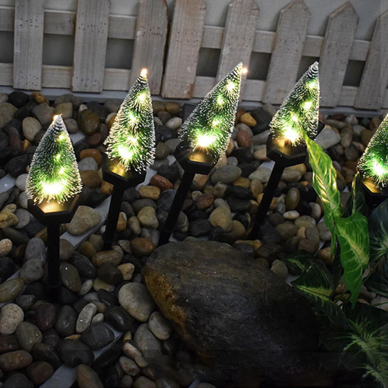 WXL368 Solar Lawn Lamps Holiday Xmas Decorative Lights Waterproof Ground Lights Christmas Tree LED Garden Light