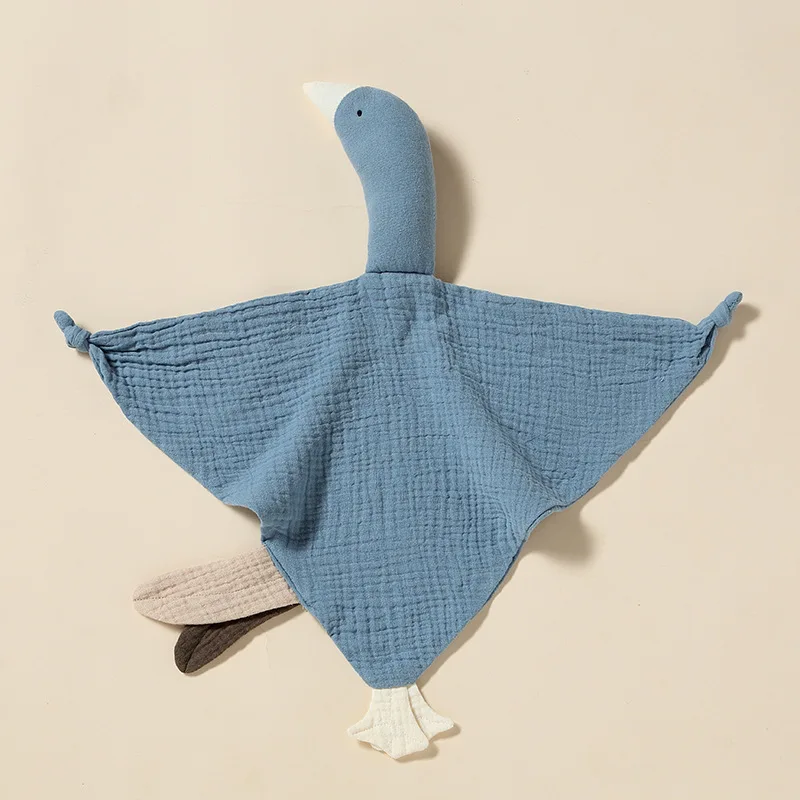 MB4 Lovely Sleeping Goose Animal Baby Security Blanket Muslin Towel Cotton Baby Comfort Blanket Soft Baby Comforter Toys
