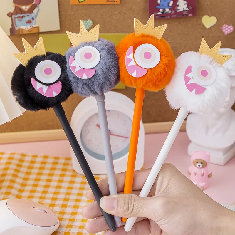 2022 Pink Feather Fluffy Ballpoint Pens Fluffy Soft Pom Pom Angel Top Ball Pen