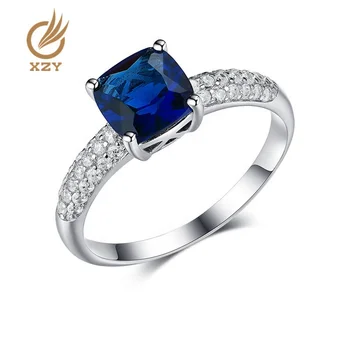 XZY Custom Minimalism Design With Sapphire Glass And Zircon 925 Sterling Silver Wedding Rings Women