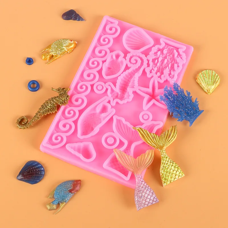 Hot sale DIY 3D Ocean Series Conch Fondant Cake Silicone Mold Starfish Chocolate Cookies Kitchen Baking Tools