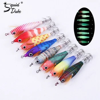 Squidduke Toto Luminous Egi Squid Jig Lure Wood Shrimp Cuttlefish