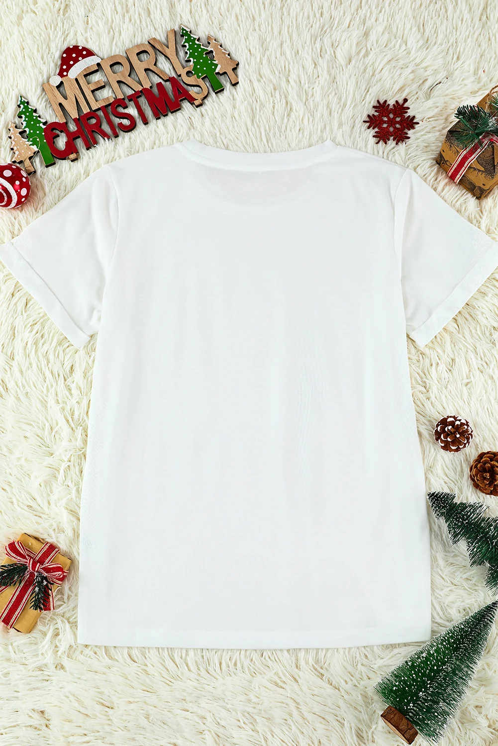 Dear-Lover Blank Apparel White Triple Merry Western Print Ladies Graphic Tshirts Women Blank T-Shirt