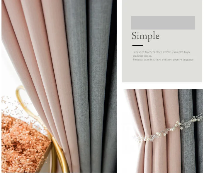 Northern Europe simple solid color curtain fabric blackout and sun-resistant for living room custom