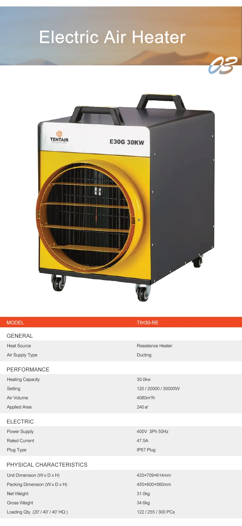 Industrial Air Heater, 30Kw, Portable - detail 18
