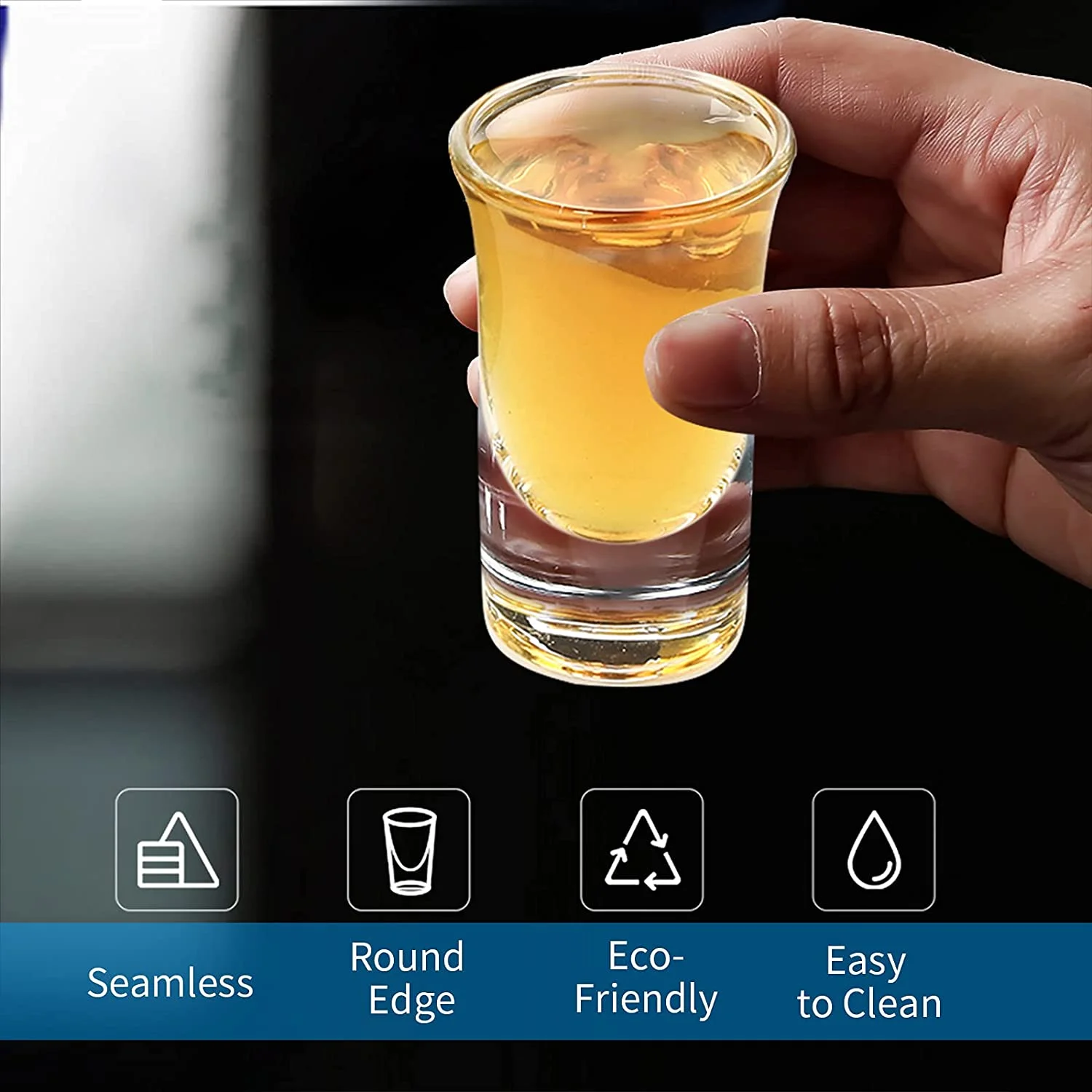 6pcs Shot Glass Set 1oz/30ml Shot Glass Holder Heavy Base for Whisky Tequila 6 Shot Glass Serving Tray (6pcs)
