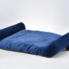 Dog Bed Skid-Resistant Feet Steel Metal Framed Elevated Outdoor Blue Velvet Dog Bed With Bolster