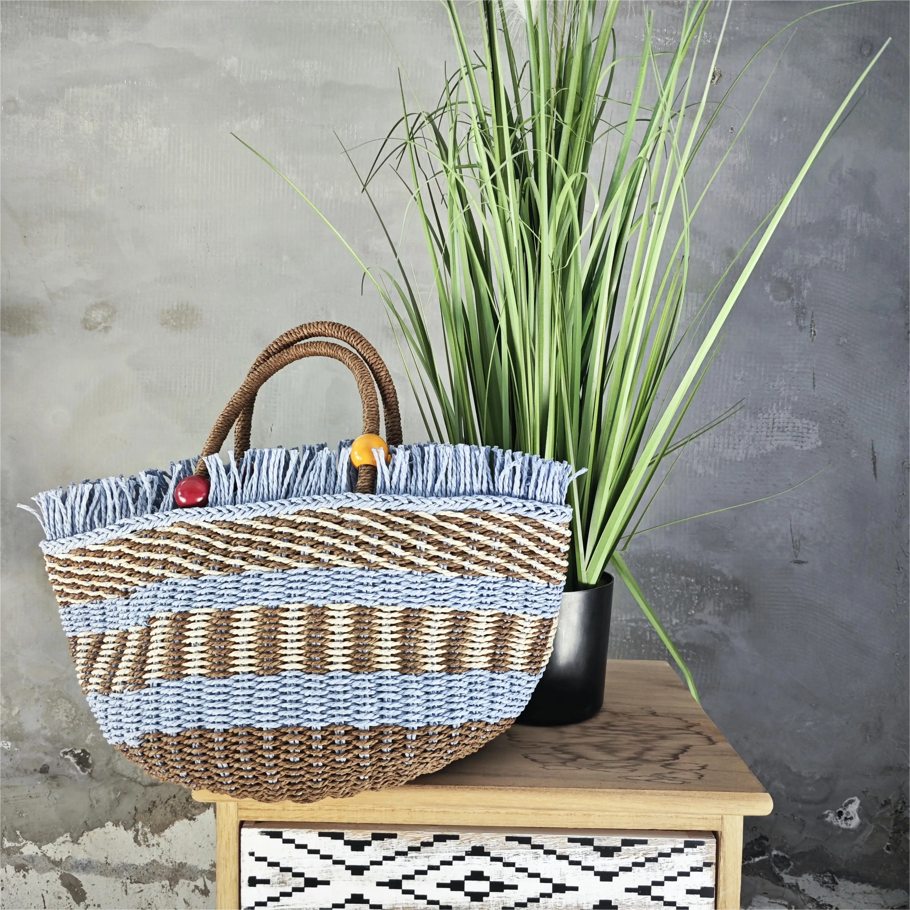 New wholesale woven paper rope bag handbag beach bag crochet bag
