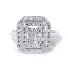 Gold Square FFT Cheap Buy 18K White Gold Diamond 3-layer Square Luxury Rings Jewelry Women