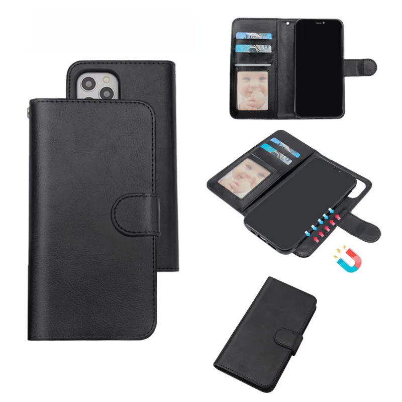 Fast Delivery Genuine Leather Phone Cases For Iphone 13 Book Flip Wallet Phone Case Cover With Card Slots Holders