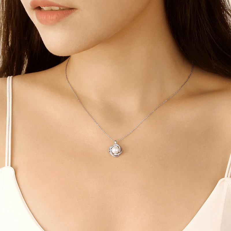 CDE YN0958 Minimalist Silver Jewelry 925 Silver Nstural Freshwater Pearl Necklace For Women 14K Gold Fresh Water Pearl Necklace