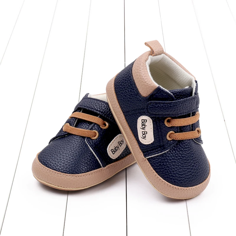 Spring and Autumn Leather Lettering Design Non-slip Baby Toddler Shoes for Boys and Girls details