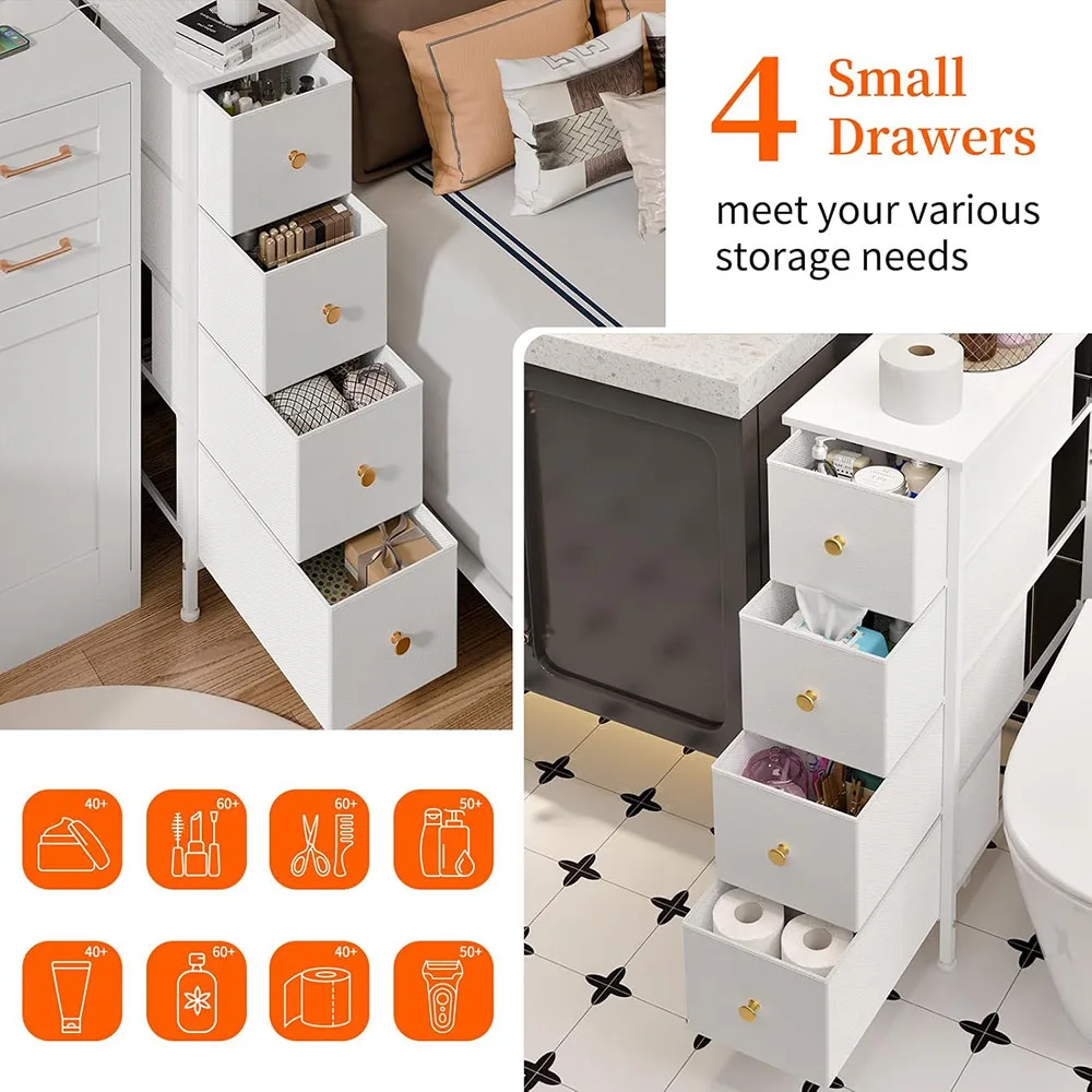 product narrow storage bathroom dresser with 4 drawers slim fabric storage tower for bathroom-7