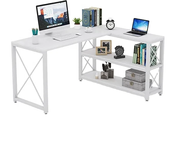 Tribesigns Wood Reversible L Shaped Computer Desk High Quality Modern White Laptop Table for Home Office